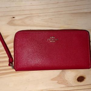 Red leather coach wallet